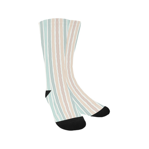 Fun pastel lines in green blue orange and red Trouser Socks