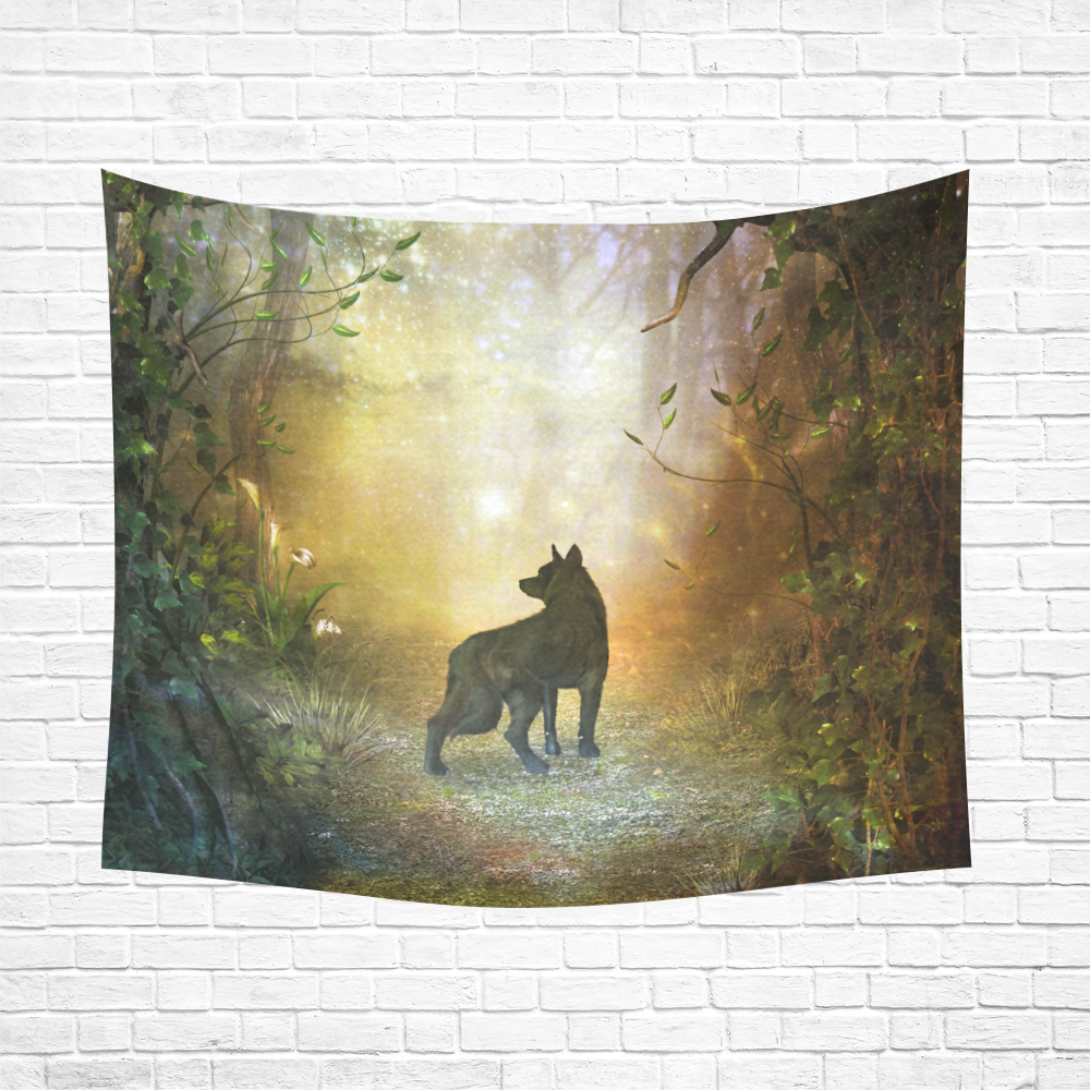 Teh lonely wolf Cotton Linen Wall Tapestry 60"x 51"
