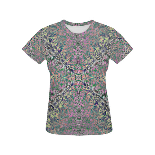 Watercolor Holograms Fractal Abstract All Over Print T-Shirt for Women (USA Size) (Model T40)