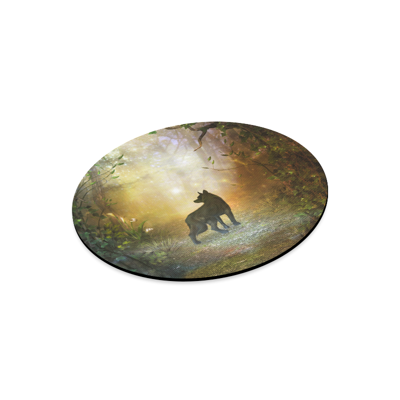 Teh lonely wolf Round Mousepad