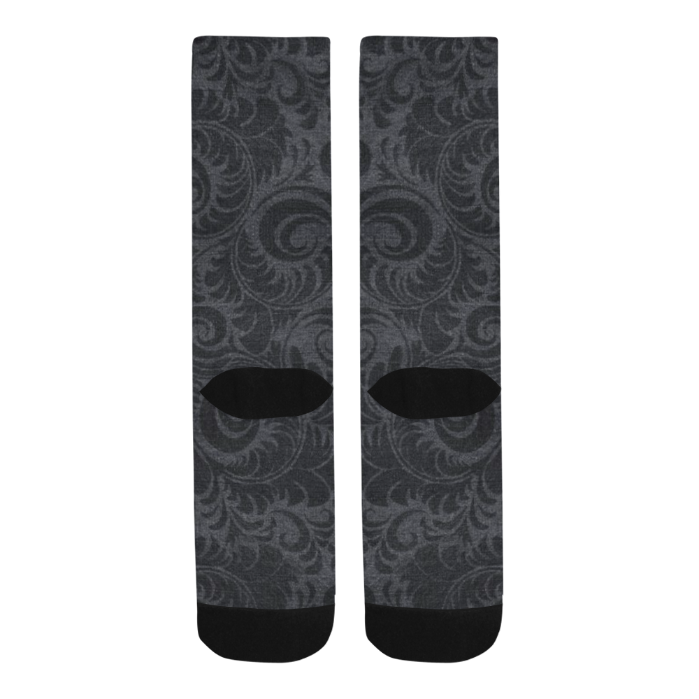 Denim with vintage floral pattern, black grey Trouser Socks