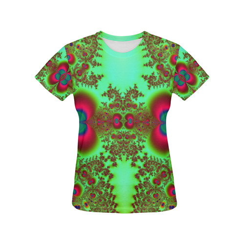 Gypsy Bohemian Lace Fractal Abstract All Over Print T-Shirt for Women (USA Size) (Model T40)