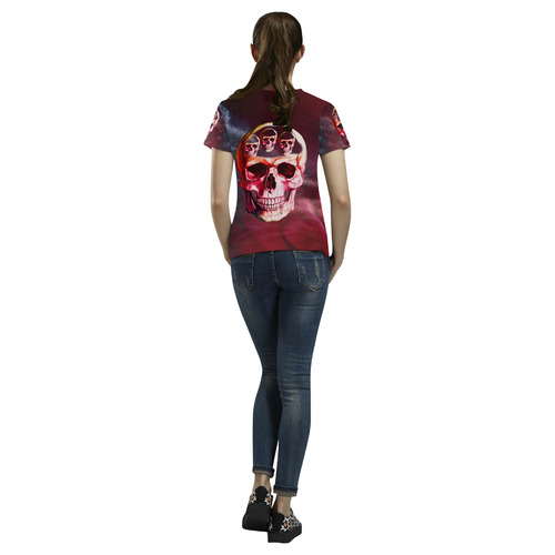 Funny Skulls All Over Print T-Shirt for Women (USA Size) (Model T40)