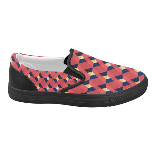 red triangle tile ceramic Women's Slip-on Canvas Shoes (Model 019)