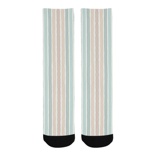 Fun pastel lines in green blue orange and red Trouser Socks