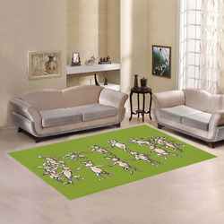 dancing easter bunnies rabbits on green grass rug Area Rug7'x5'