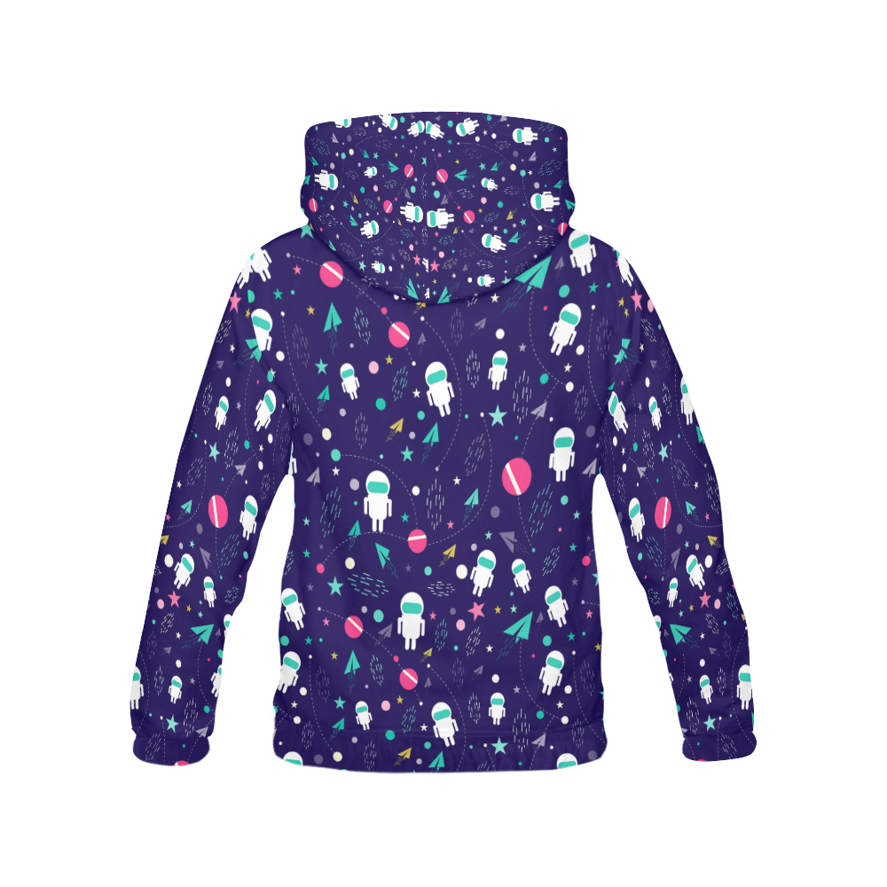Cute Doodle Astronauts All Over Print Hoodie for Women (USA Size) (Model H13)