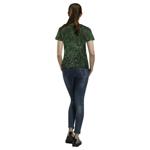 3D Psychedelic Abstract Fantasy Tree Greenery All Over Print T-Shirt for Women (USA Size) (Model T40)