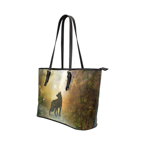 Teh lonely wolf Leather Tote Bag/Large (Model 1651)