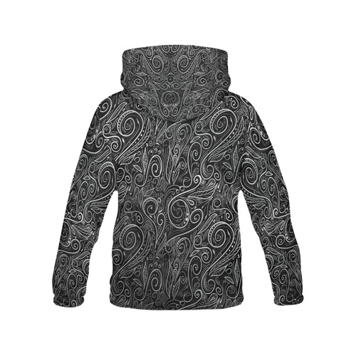 A elegant floral damasks in  silver and black All Over Print Hoodie for Men (USA Size) (Model H13)