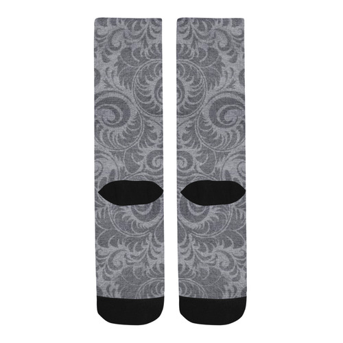 Denim with vintage floral pattern, light grey Trouser Socks