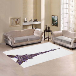 Eiffel Tower pointillism white rug Area Rug7'x5'