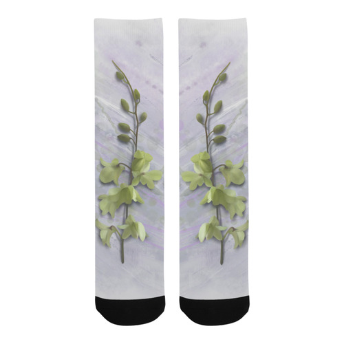 Yellow Orchid on purple, elegant floral painting Trouser Socks