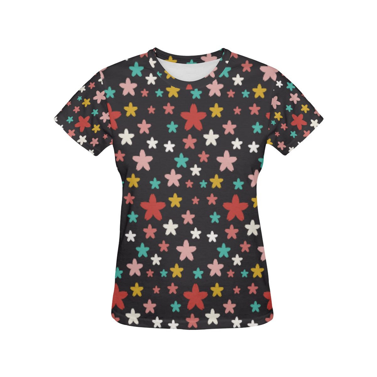 Symmetric Star Flowers All Over Print T-Shirt for Women (USA Size) (Model T40)