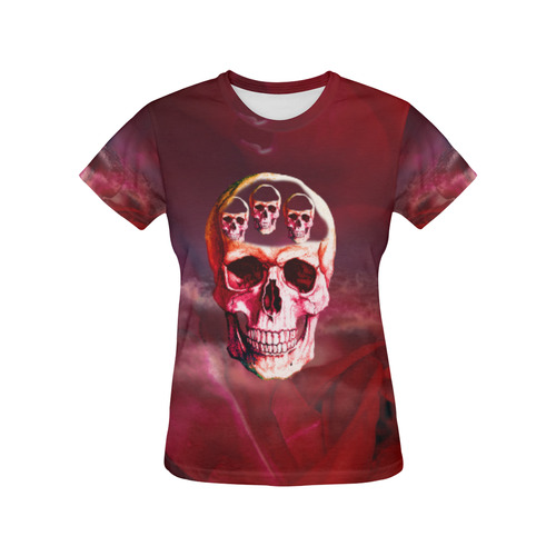 Funny Skulls All Over Print T-Shirt for Women (USA Size) (Model T40)