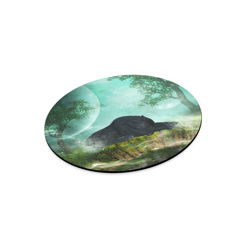 Sleeping wolf in the night Round Mousepad