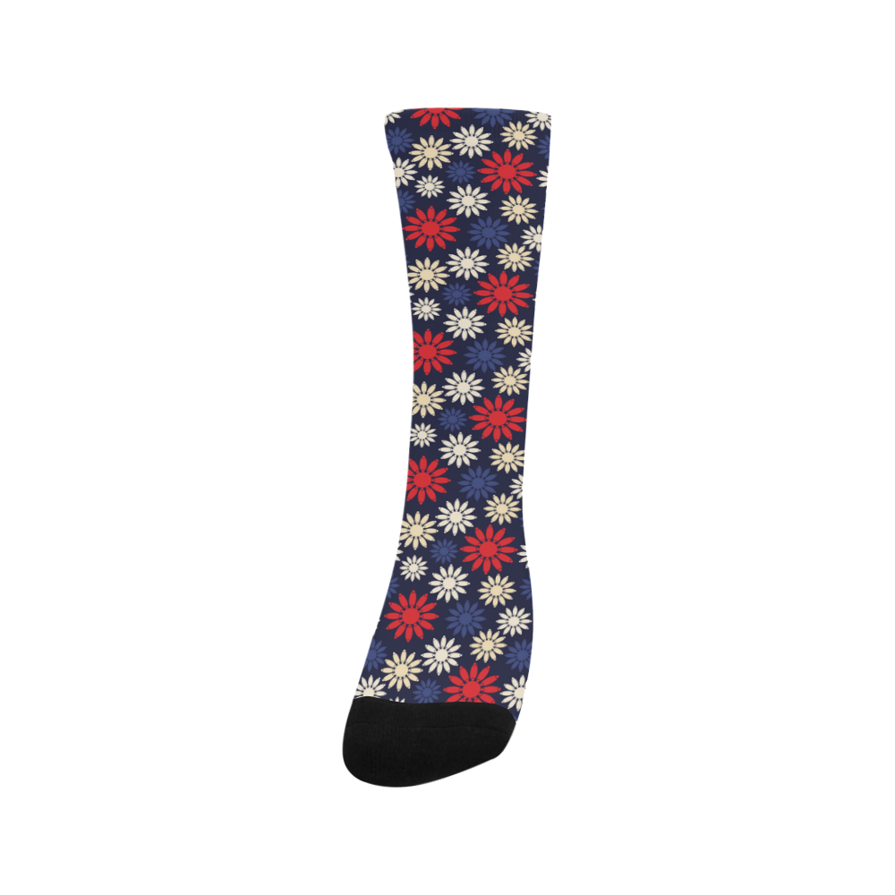 Red Symbolic Camomiles Floral Trouser Socks