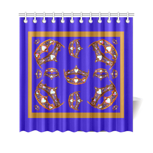 Queen of Hearts Gold Crown Tiara scattered pattern blue violet iris shower curtain Shower Curtain 69"x70"