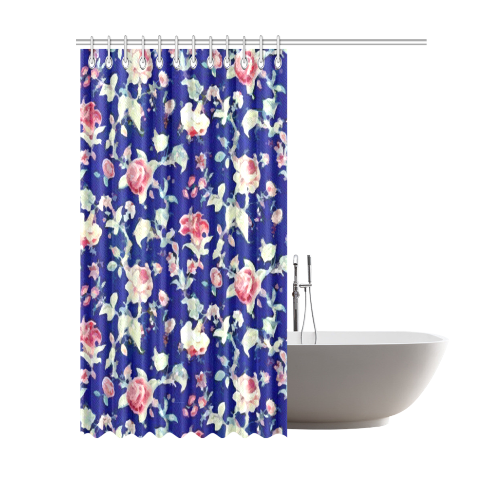 Vintage Rose Floral Wallpaper Shower Curtain 69"x84" ID D1491816