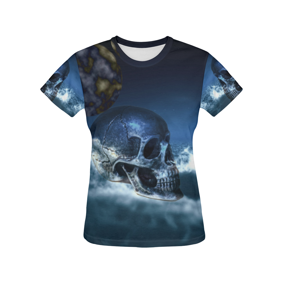 Skull and Moon All Over Print T-Shirt for Women (USA Size) (Model T40)