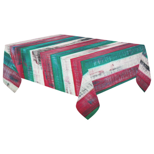 Red, White & Green Cotton Linen Tablecloth 60"x 104"