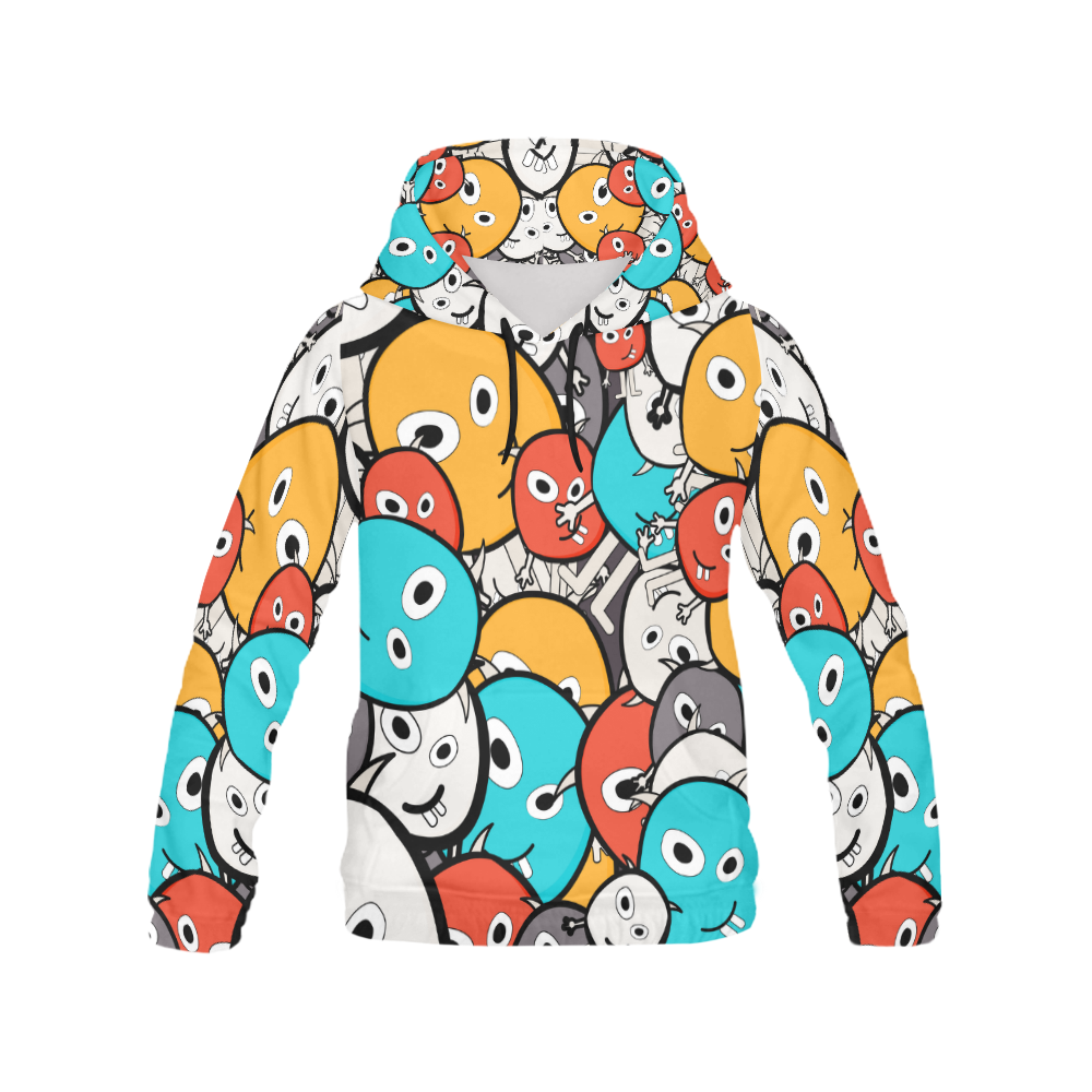 multicolor doodle monsters All Over Print Hoodie for Women (USA Size) (Model H13)