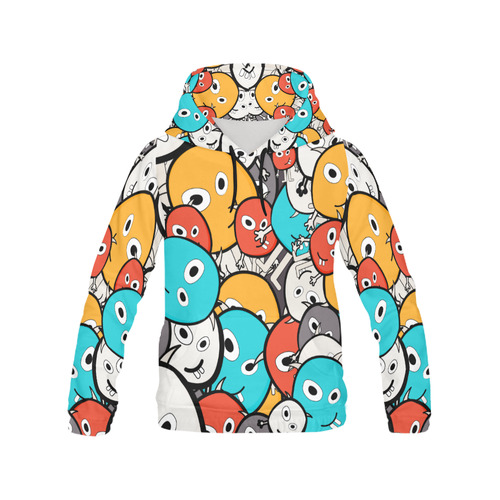 multicolor doodle monsters All Over Print Hoodie for Women (USA Size) (Model H13)