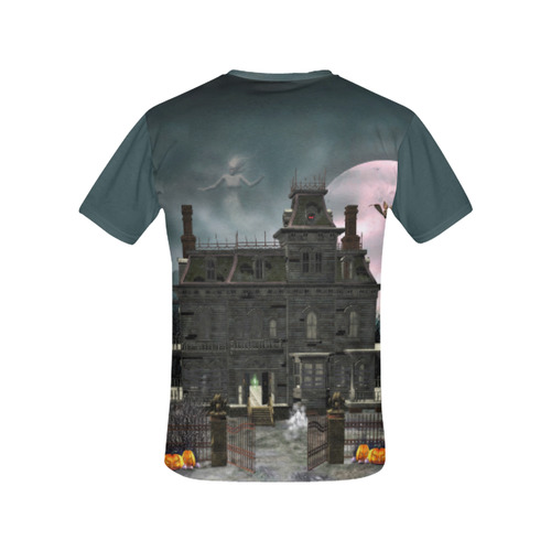 A creepy darkness halloween haunted house All Over Print T-Shirt for Women (USA Size) (Model T40)