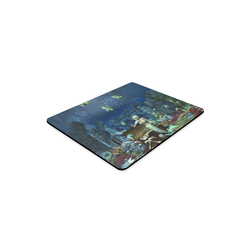 Underwater wold with mermaid Rectangle Mousepad
