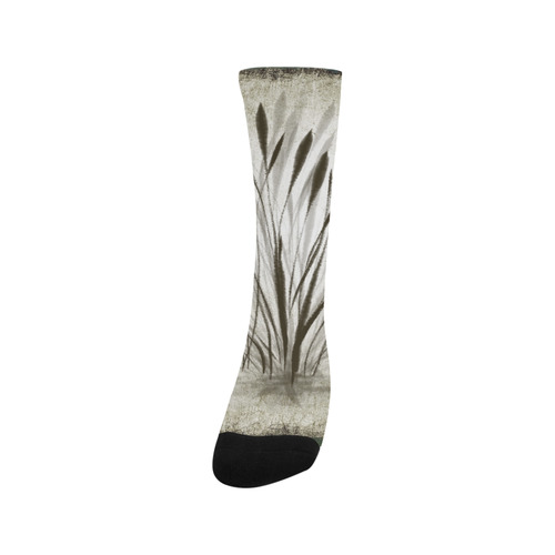 Simple, elegant ink, watercolor grass, brown hues Trouser Socks