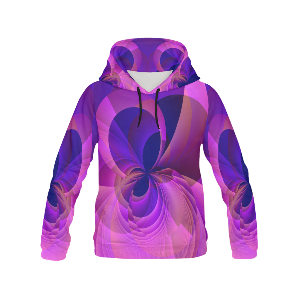 Blue and Purple Abstract Infinity All Over Print Hoodie for Women (USA Size) (Model H13)