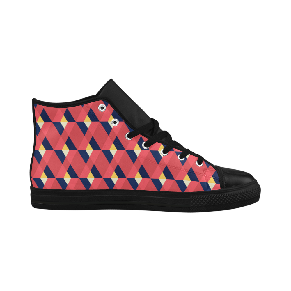 red triangle tile ceramic Aquila High Top Microfiber Leather Women's Shoes (Model 032)