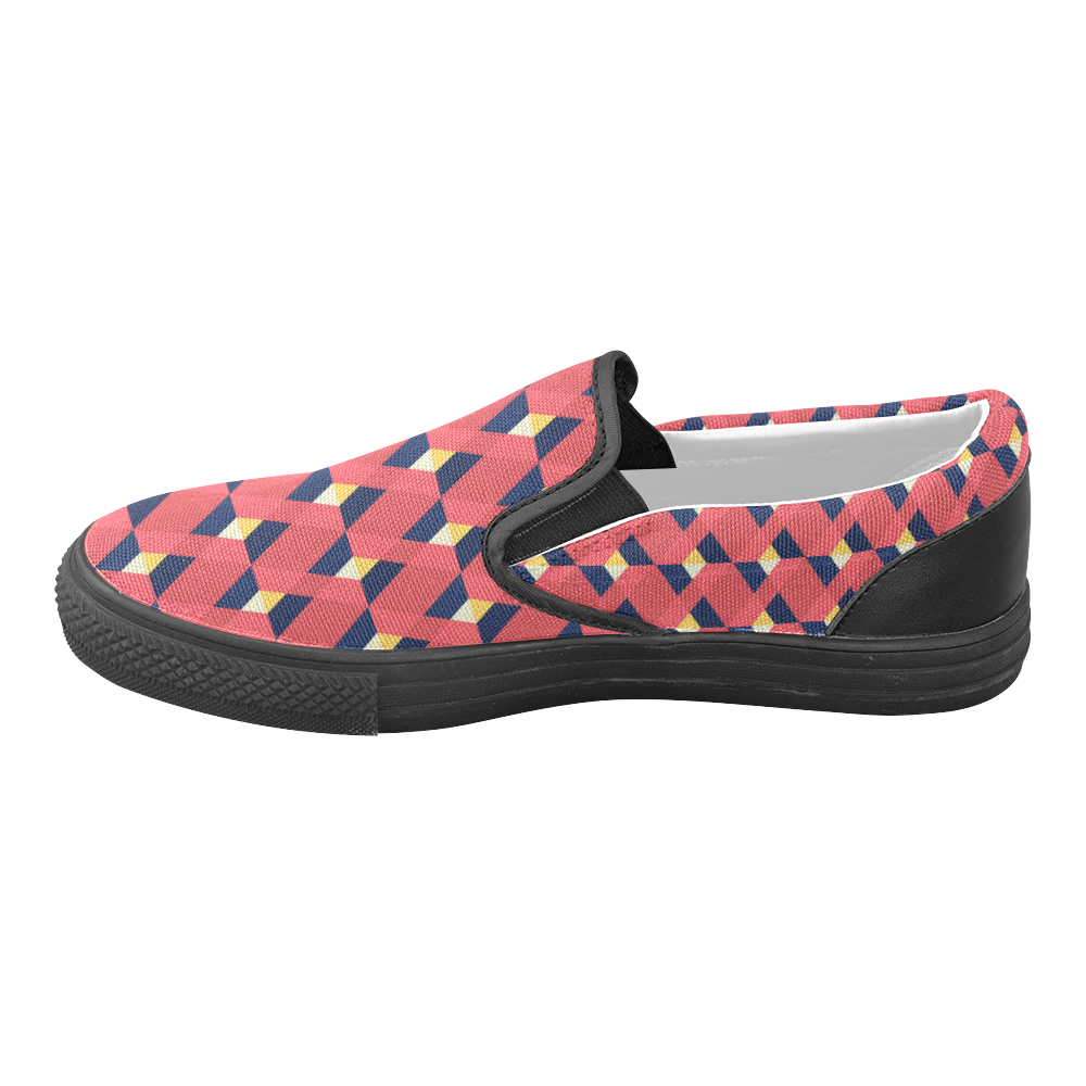 red triangle tile ceramic Men's Unusual Slip-on Canvas Shoes (Model 019)