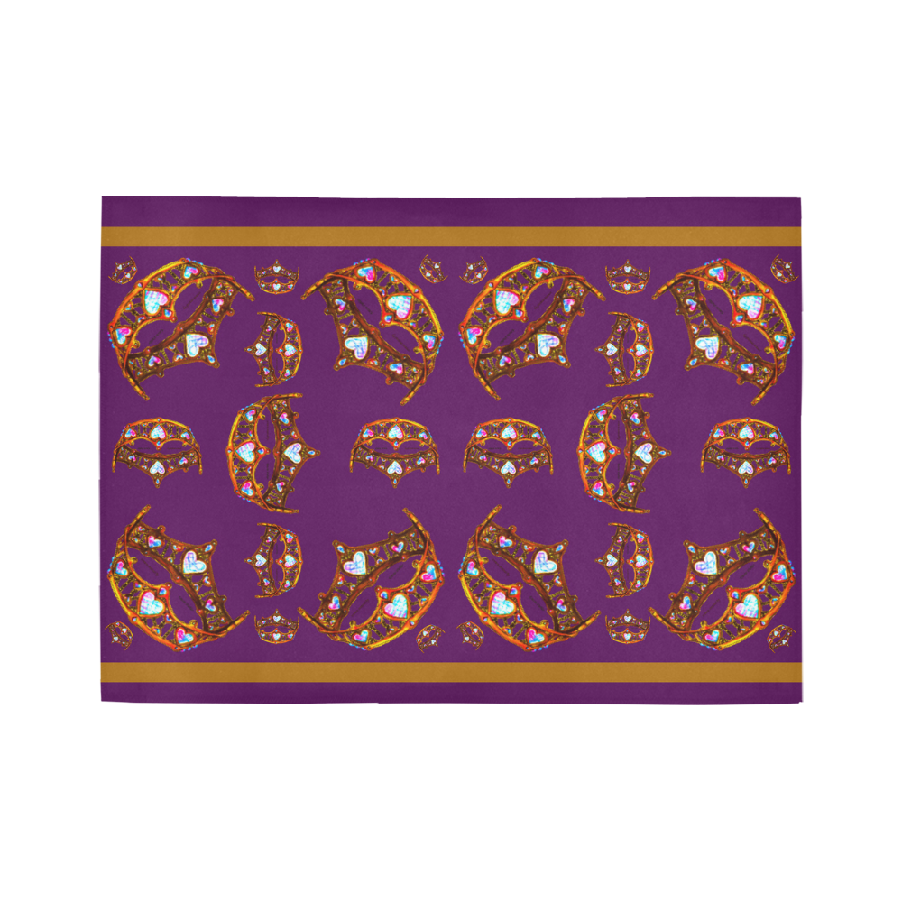 Queen of Hearts Gold Crown Tiara scattered pattern royal purple rug Area Rug7'x5'