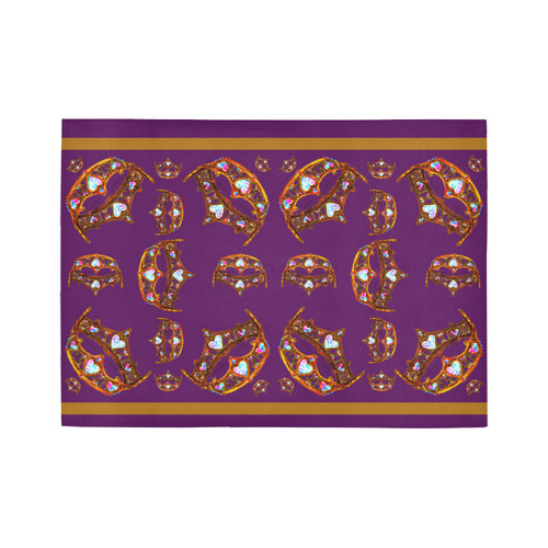 Queen of Hearts Gold Crown Tiara scattered pattern royal purple rug Area Rug7'x5'