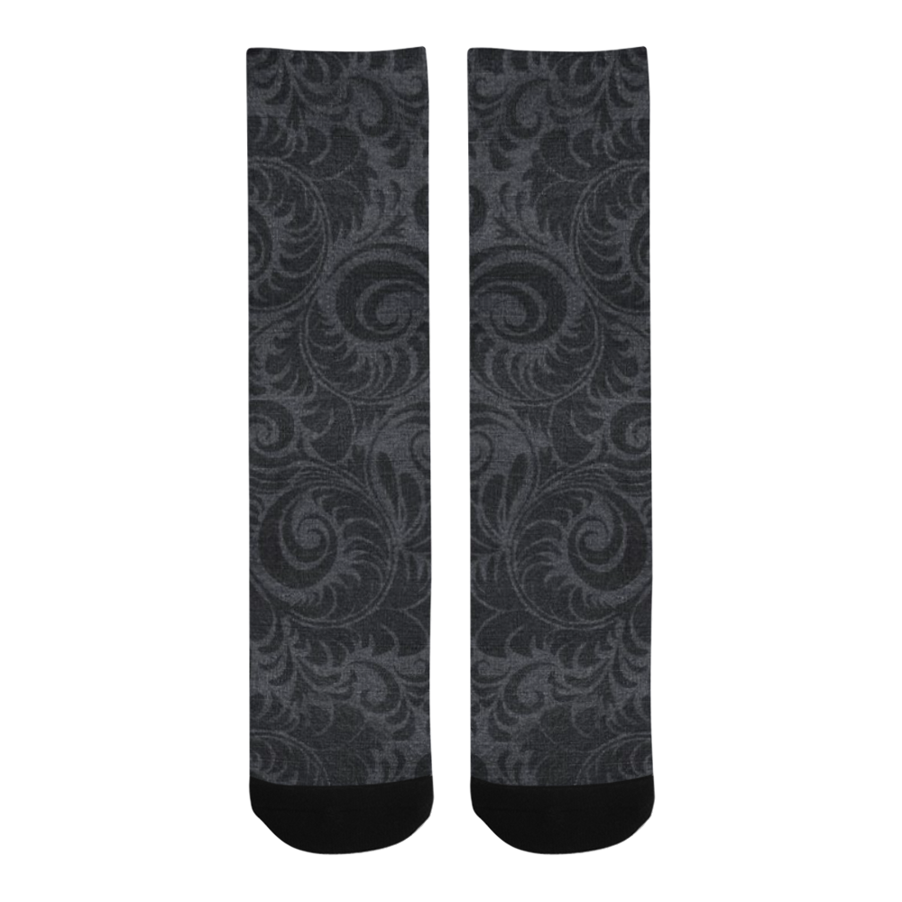 Denim with vintage floral pattern, black grey Trouser Socks