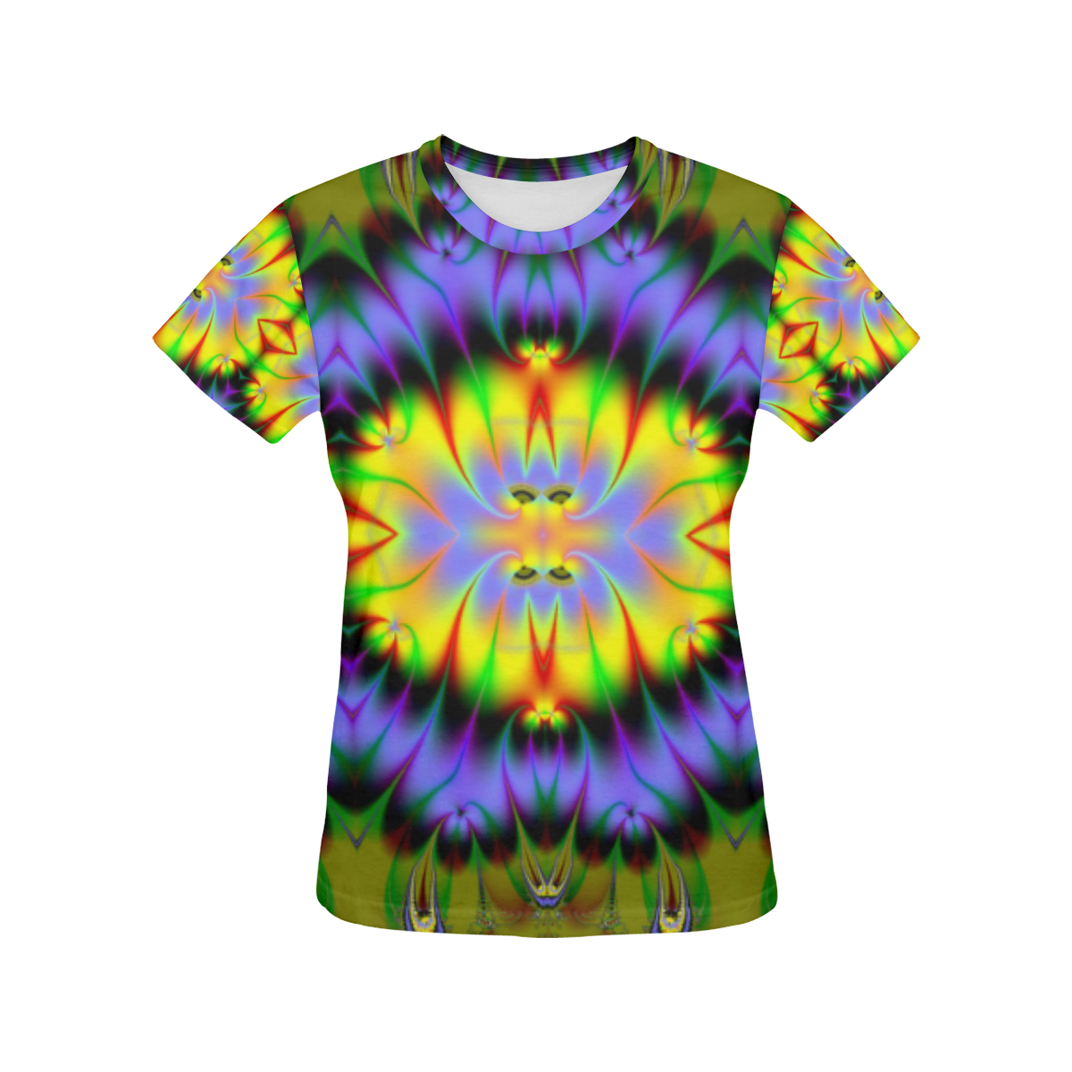 Sun-Drenched Flower Gardens Fractal Abstract All Over Print T-Shirt for Women (USA Size) (Model T40)