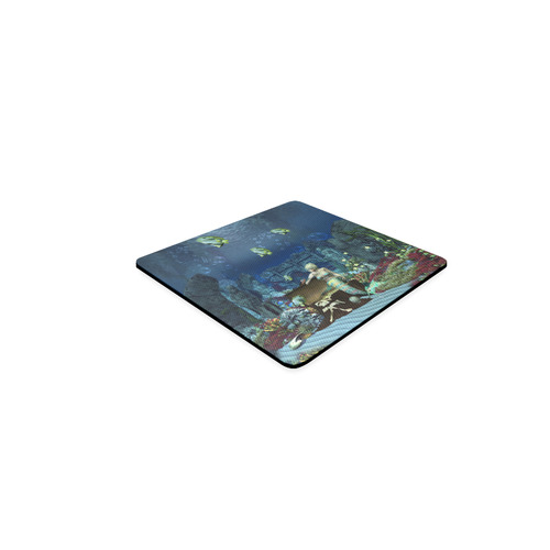 Underwater wold with mermaid Square Coaster