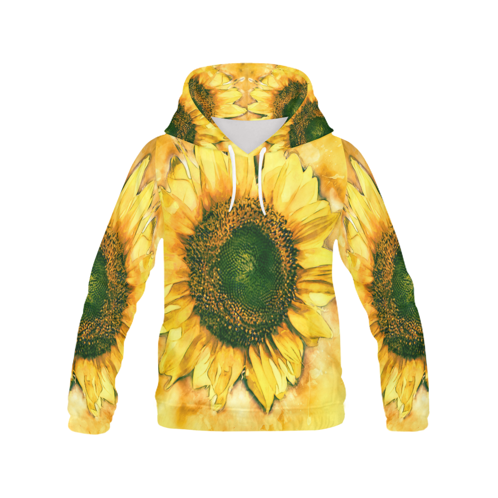 Painting Sunflower - Life is in full bloom All Over Print Hoodie for Women (USA Size) (Model H13)