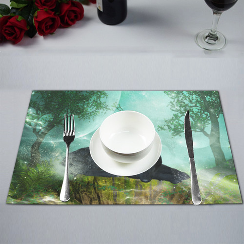 Sleeping wolf in the night Placemat 12’’ x 18’’ (Set of 4)