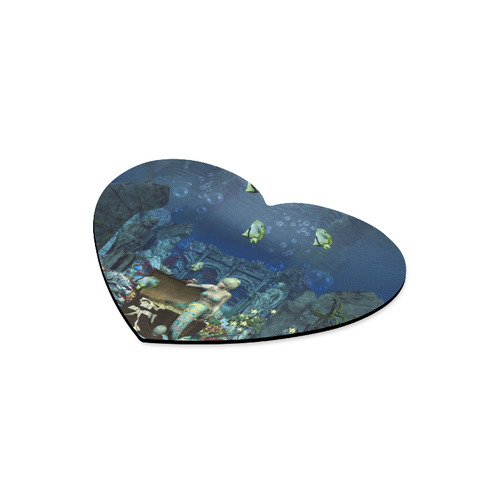 Underwater wold with mermaid Heart-shaped Mousepad
