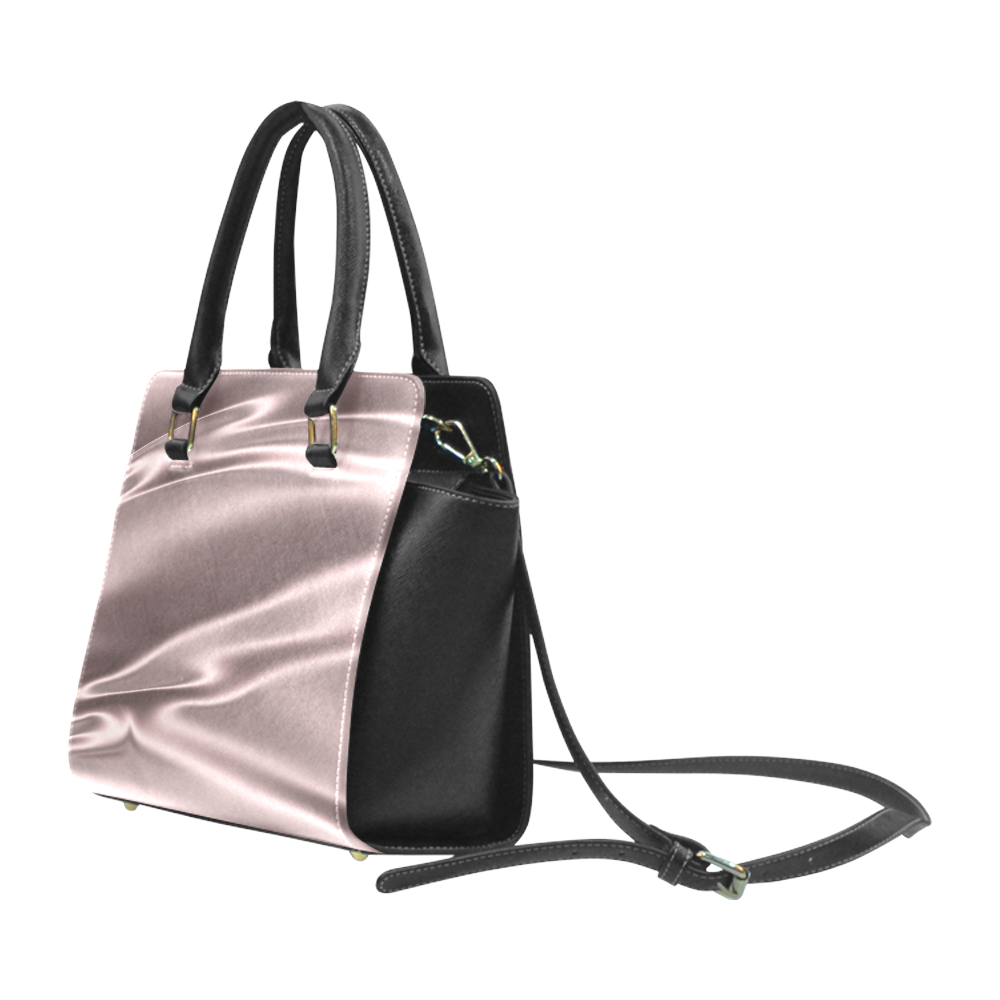 Lilac satin 3D texture Rivet Shoulder Handbag (Model 1645)