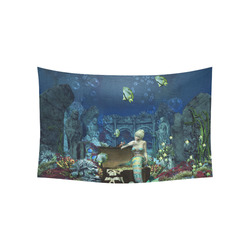Underwater wold with mermaid Cotton Linen Wall Tapestry 60"x 40"