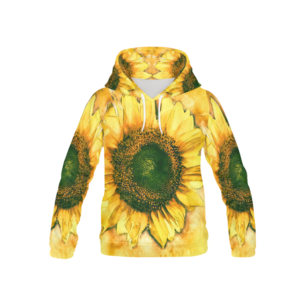 Painting Sunflower - Life is in full bloom All Over Print Hoodie for Kid (USA Size) (Model H13)