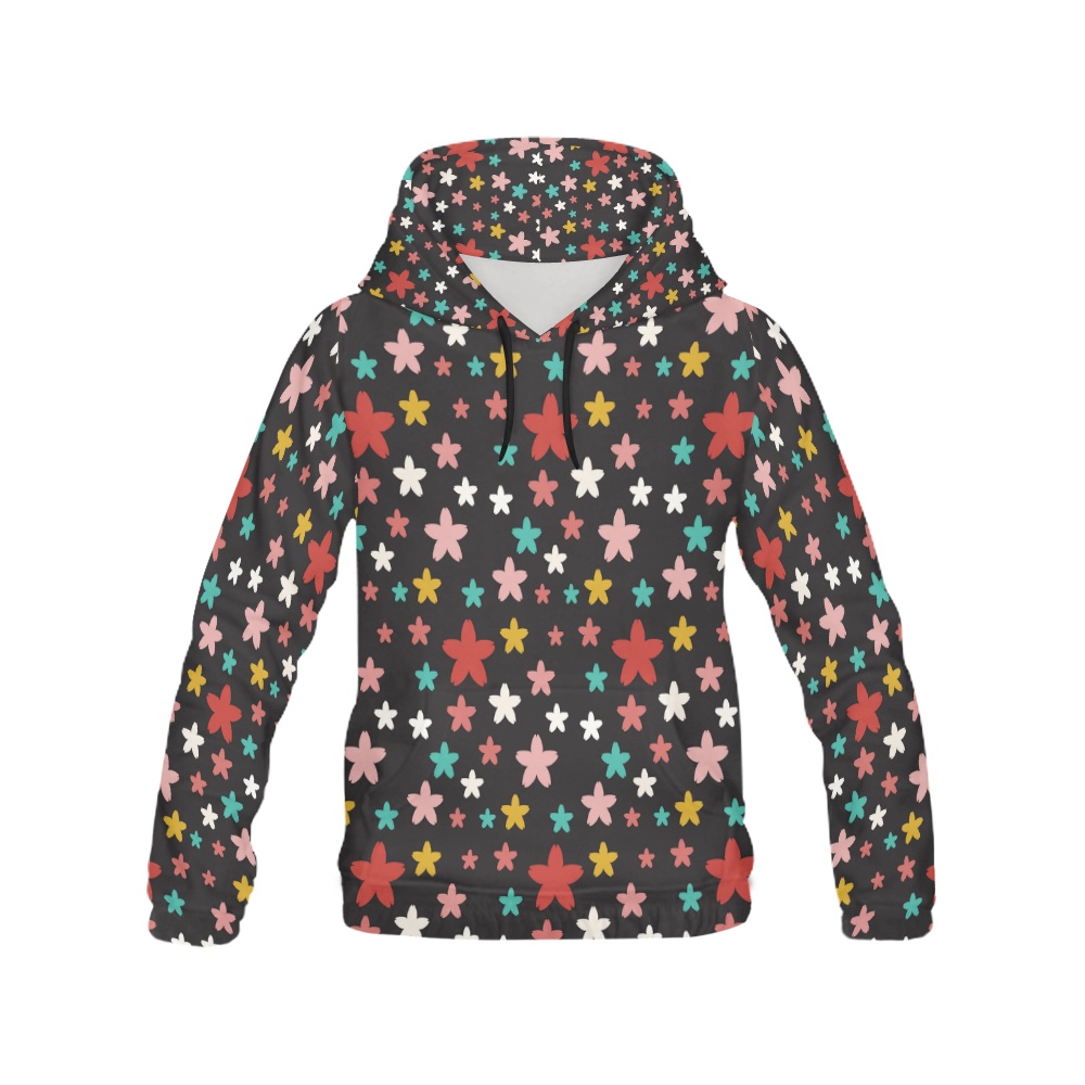 Symmetric Star Flowers All Over Print Hoodie for Women (USA Size) (Model H13)