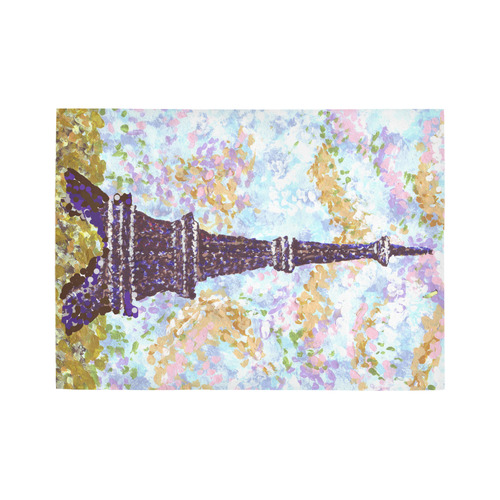 Eiffel Tower Pointillism landscape rug Area Rug7'x5'