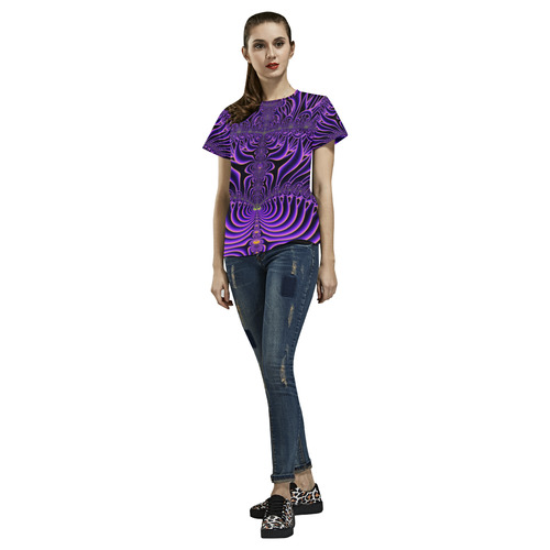 Exquisite Purple Sunset Fractal Abstract All Over Print T-Shirt for Women (USA Size) (Model T40)