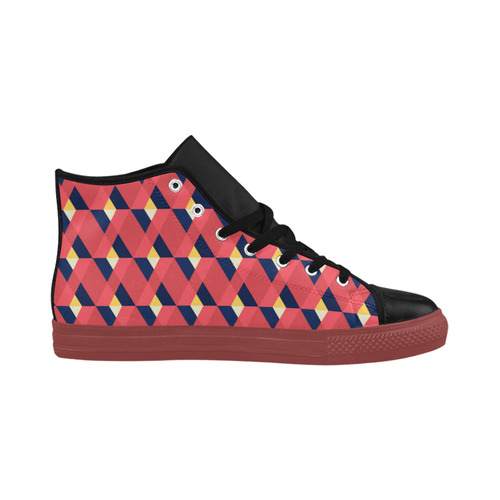 red triangle tile ceramic Aquila High Top Microfiber Leather Women's Shoes/Large Size (Model 032)