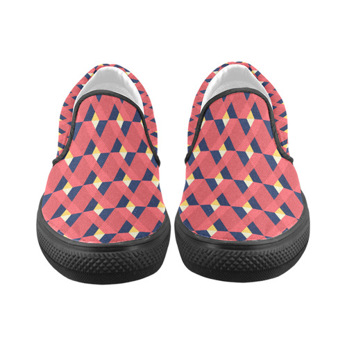 red triangle tile ceramic Men's Slip-on Canvas Shoes (Model 019)