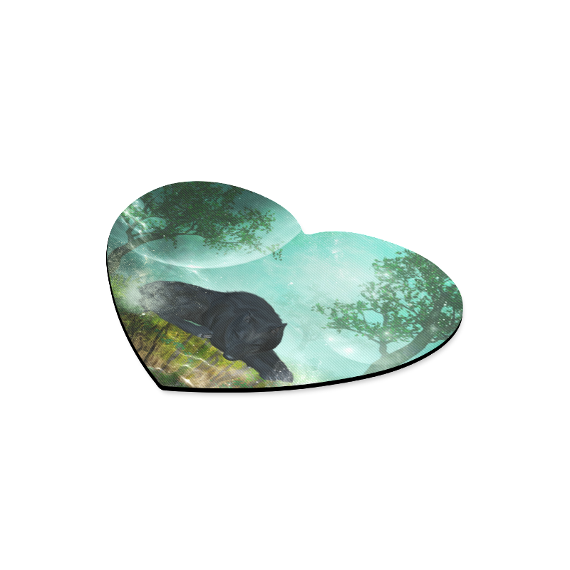 Sleeping wolf in the night Heart-shaped Mousepad